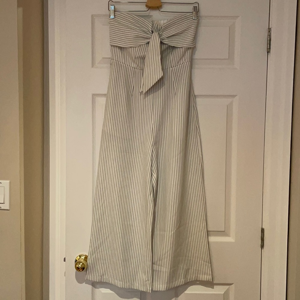 Strapless striped culotte jumpsuit *EUC*